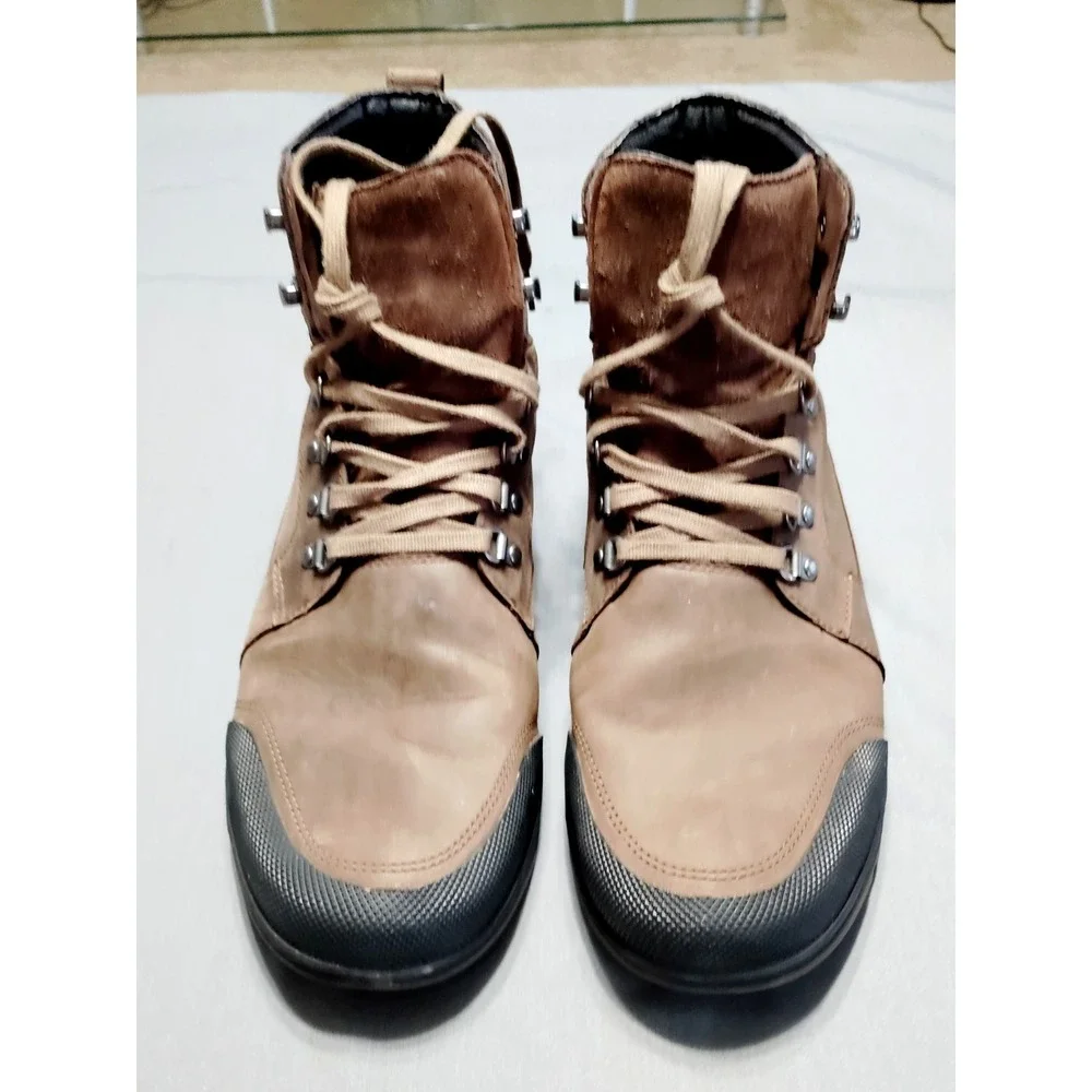 Sorel Ankeny II Mid Hiking Waterproof Boot Men 14 Brown Leather Round Toe Preppy